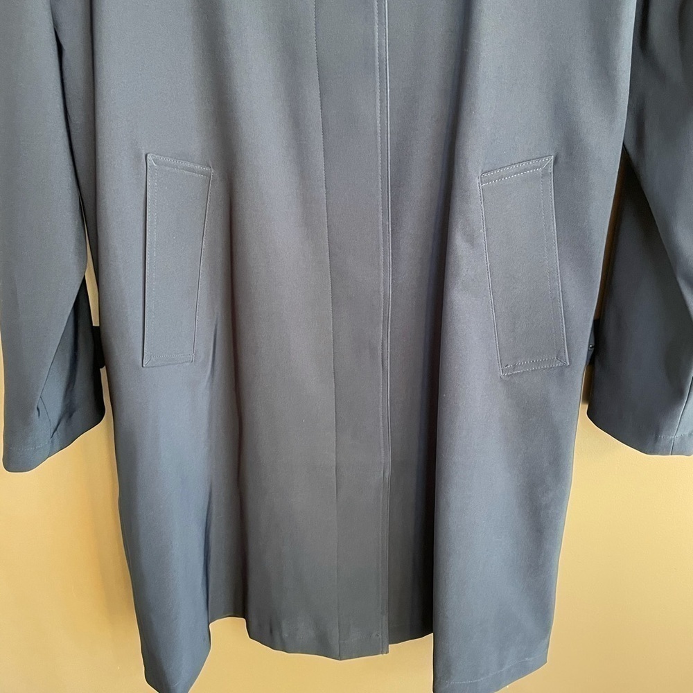 Vintage L.L. Bean Hidden Button Dress Jacket Navy Blue Medium Trench - Picture 4 of 6